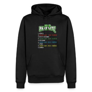 Journée Parfaite jouer aux jeux vidéos. - Sweat à capuche Premium bio Homme - noir - Devant - Nico (187cm)