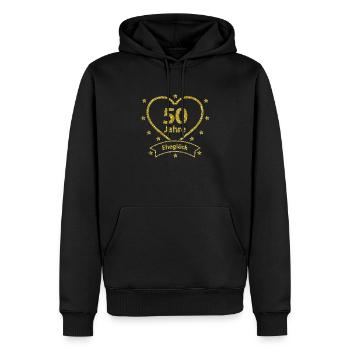 Goldene Hochzeit Herz - Männer Premium Bio Hoodie - Schwarz - Vorne - Nico (187cm)