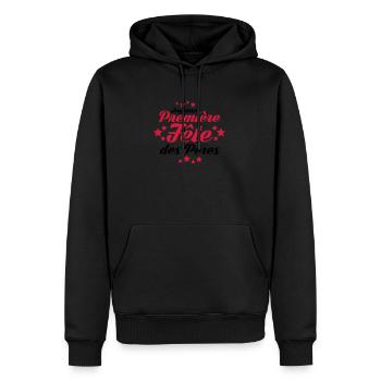joyeuse première fête des pères - Sweat à capuche Premium bio Homme - noir - Devant - Nico (187cm)