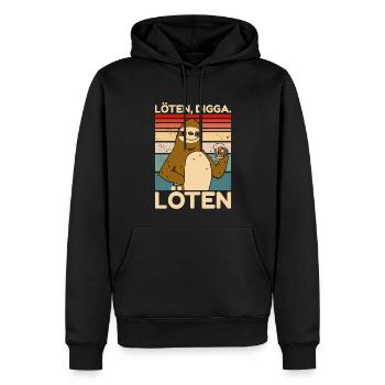 Löten Digga Löten Party Faultier Spruch - Männer Premium Bio Hoodie - Schwarz - Vorne - Nico (187cm)