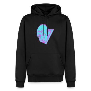 tête gorille - Sweat à capuche Premium bio Homme - noir - Devant - Nico (187cm)