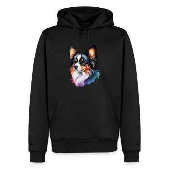Papillon Chien Mignon Mignon Aquarelle Coloré - Sweat à capuche Premium bio Homme - noir - Devant - Nico (187cm)