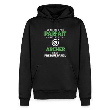 Je ne suis pas parfait mais mais je suis archer - Sweat à capuche Premium bio Homme - noir - Devant - Nico (187cm)
