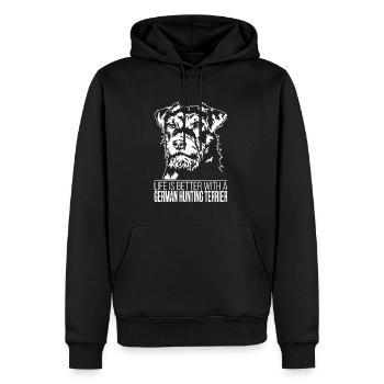 German Hunting Terrier life is better Wilsigns - Männer Premium Bio Hoodie - Schwarz - Vorne - Nico (187cm)