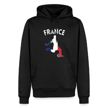 Idée cadeau Football Supporter France - Sweat à capuche Premium bio Homme - noir - Devant - Nico (187cm)