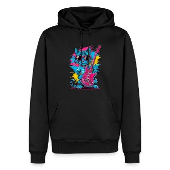 Glamrock Katze - Männer Premium Bio Hoodie - Schwarz - Vorne - Nico (187cm)