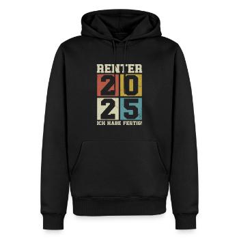 Rentner 2025 Ich habe fertig - Männer Premium Bio Hoodie - Schwarz - Vorne - Nico (187cm)