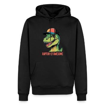 Cool Raptor with Cap - Raptor-ly Awesome - Men’s Premium Organic Hoodie - black - Front - Nico (187cm)