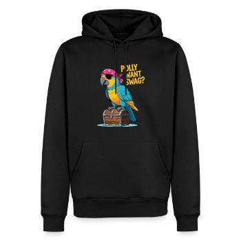 Pirate Parrot on Treasure Chest - Funny Design - Men’s Premium Organic Hoodie - black - Front - Nico (187cm)