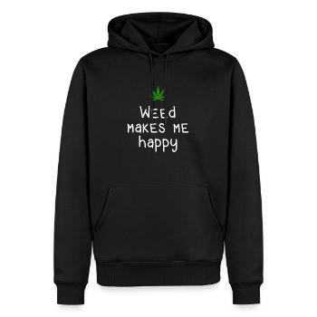 l’herbe me rend heureux cannabis marijuana - Sweat à capuche Premium bio Homme - noir - Devant - Nico (187cm)