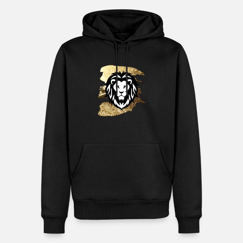 Löwe - Männer Premium Bio Hoodie - Schwarz
