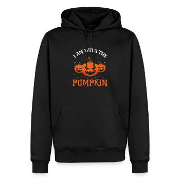 Je suis avec la CITROUILLE Cool Drôle Halloween - Sweat à capuche Premium bio Homme - noir - Devant - Nico (187cm)
