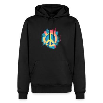 Frieden Freiheit Symbol Peace Zeichen2 - Männer Premium Bio Hoodie - Schwarz - Vorne - Nico (187cm)