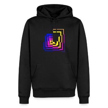 Gebrochene Quadrate - Männer Premium Bio Hoodie - Schwarz - Vorne - Nico (187cm)