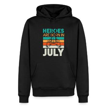 Heroes are born in July - Gamer Design - Men’s Premium Organic Hoodie - black - Front - Nico (187cm)
