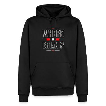 Where is Brian? - Men’s Premium Organic Hoodie - black - Front - Nico (187cm)