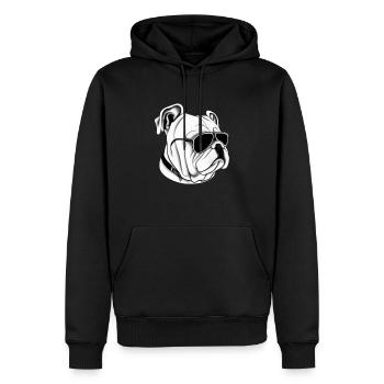 Chiens bouledogues avec lunettes de soleil motif cool - Sweat à capuche Premium bio Homme - noir - Devant - Nico (187cm)