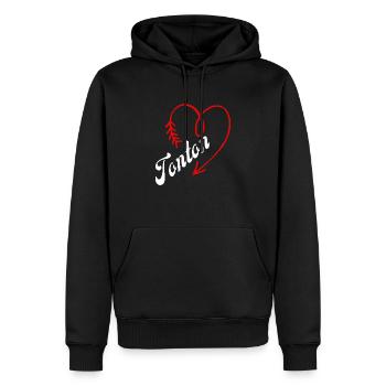 tonton cœur - Sweat à capuche Premium bio Homme - noir - Devant - Nico (187cm)