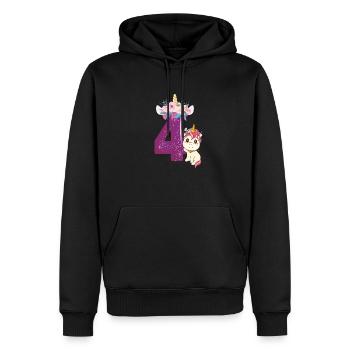 Bébé Licorne Anniversaire Numéro Quatre Arc-en-ciel Mignon - Sweat à capuche Premium bio Homme - noir - Devant - Nico (187cm)