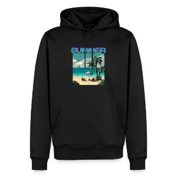 Summer vibes, Summer palms, Retro Summer - Männer Premium Bio Hoodie - Schwarz - Vorne - Nico (187cm)