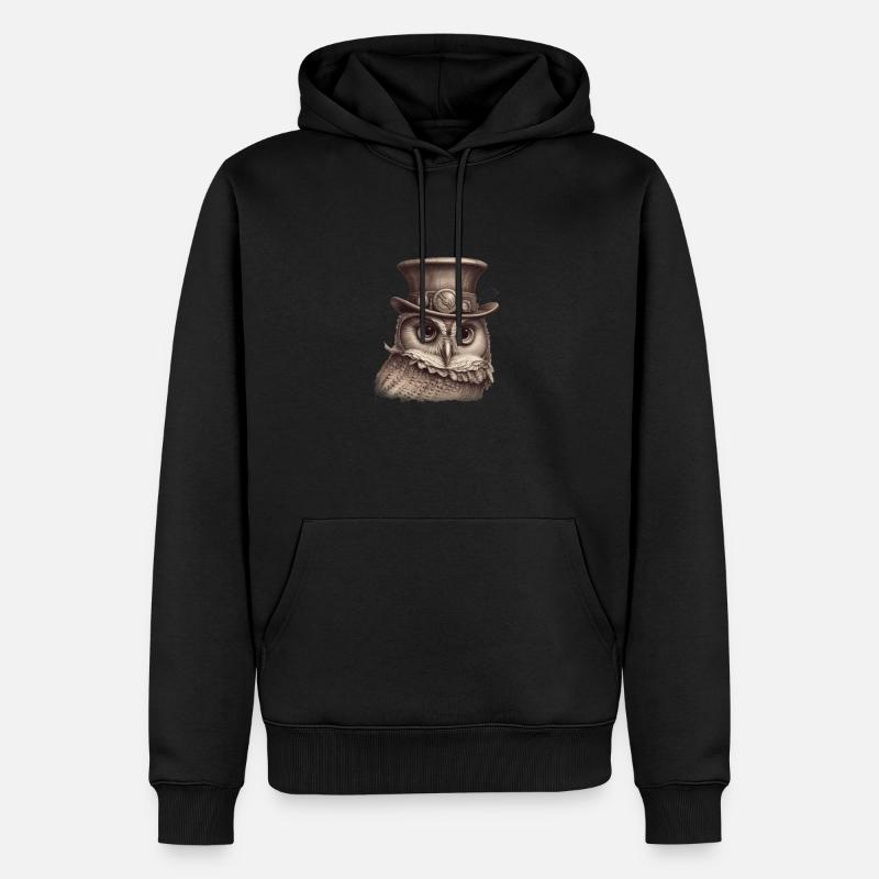 Steampunk Eule 1 - Männer Premium Bio Hoodie - Schwarz