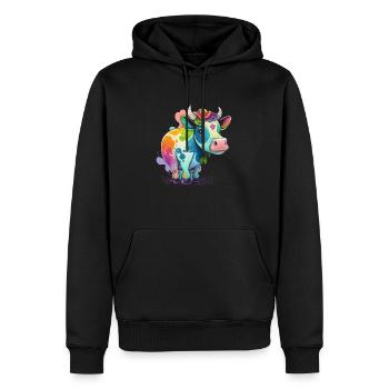 Kuh Zeichnung Regenbogen - Männer Premium Bio Hoodie - Schwarz - Vorne - Nico (187cm)