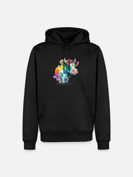 Cow Drawing Rainbow - Men’s Premium Organic Hoodie - black