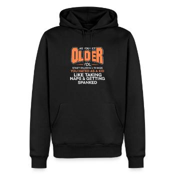 as you get older you enjoying things nice design - Sweat à capuche Premium bio Homme - noir - Devant - Nico (187cm)
