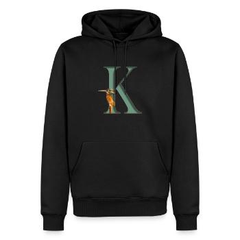 Buchstabe K, Eisvogel - Männer Premium Bio Hoodie - Schwarz - Vorne - Nico (187cm)