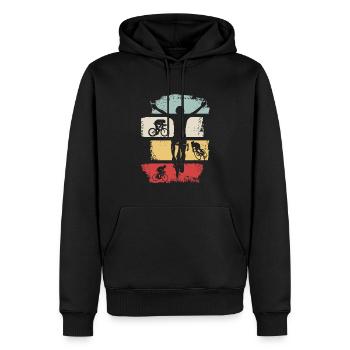 Cyclist Bicycle Road Bike Gift Retro - Men’s Premium Organic Hoodie - black - Front - Nico (187cm)