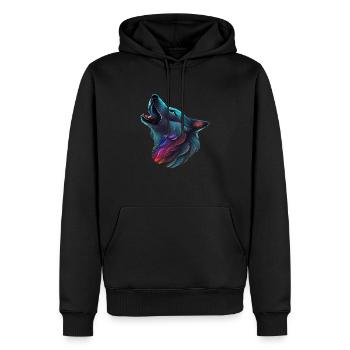 Loup coloré - Sweat à capuche Premium bio Homme - noir - Devant - Nico (187cm)