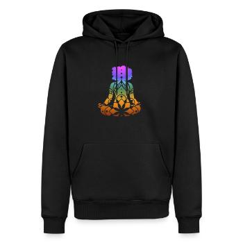 Yoga Méditation Mandala - Sweat à capuche Premium bio Homme - noir - Devant - Nico (187cm)