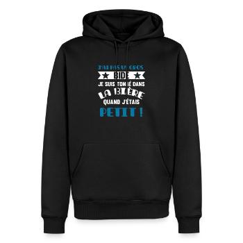 Cadeau humour beauf homme bière apéro drôle - Sweat à capuche Premium bio Homme - noir - Devant - Nico (187cm)