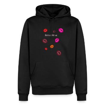 Bützje, baisers, roi, carnaval, lèvres - Sweat à capuche Premium bio Homme - noir - Devant - Nico (187cm)