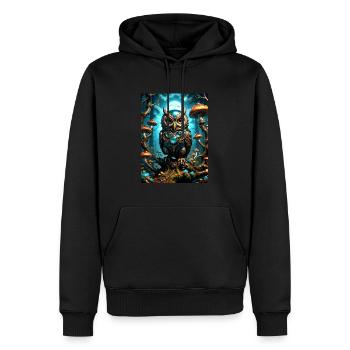 Owls | Steampunk Mechanical Owl 01 - Men’s Premium Organic Hoodie - black - Front - Nico (187cm)