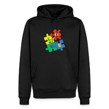 Love puzzle - Men’s Premium Organic Hoodie - black - Front - Nico (187cm)