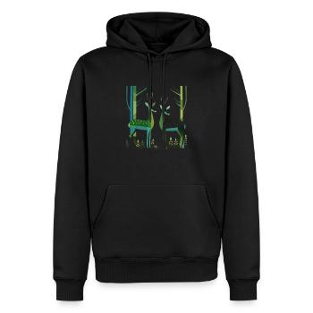 Forêt de cerfs 2 - Sweat à capuche Premium bio Homme - noir - Devant - Nico (187cm)