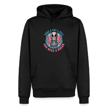 Take a chill pill, you need a break - Men’s Premium Organic Hoodie - black - Front - Nico (187cm)