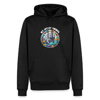Seekuh mit vielen bunten Fischen - Männer Premium Bio Hoodie - Schwarz - Vorne - Nico (187cm)