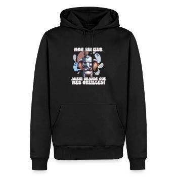 Mon humeur, aussi grande que mes oreille - Sweat à capuche Premium bio Homme - noir - Devant - Nico (187cm)