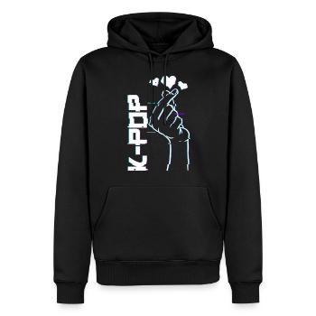 K-Pop Music Finger Heart Symbol - Love Kpop - Men’s Premium Organic Hoodie - black - Front - Nico (187cm)