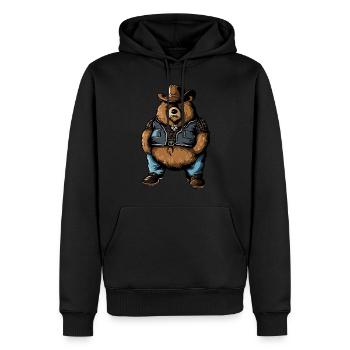 Gros cowboy ours - Sweat à capuche Premium bio Homme - noir - Devant - Nico (187cm)