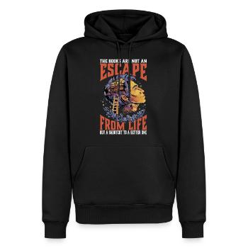 Les livres ne sont pas une évasion de la vie - Sweat à capuche Premium bio Homme - noir - Devant - Nico (187cm)