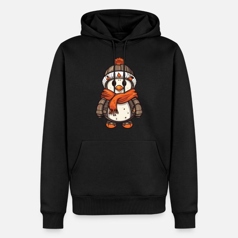 Pinguin Comic Niedlich Winter - Männer Premium Bio Hoodie - Schwarz