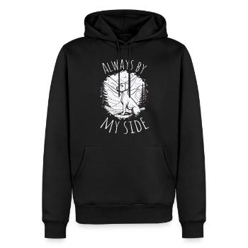 Toujours à mes côtés - chien au sommet - Sweat à capuche Premium bio Homme - noir - Devant - Nico (187cm)