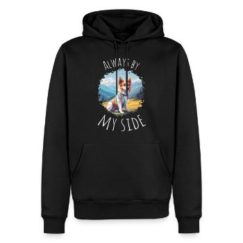 Hund nach Wanderung am Berggipfel - Männer Premium Bio Hoodie - Schwarz - Vorne - Nico (187cm)
