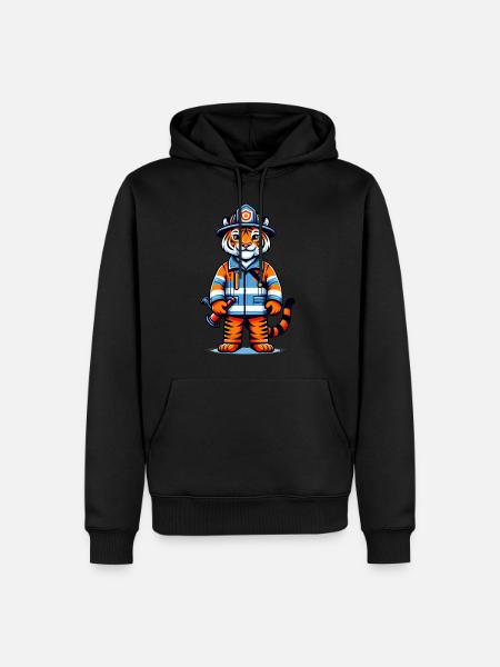 Cute Tiger Firefighter - Men’s Premium Organic Hoodie - black