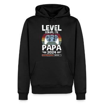 Level Complete Papa 2024 Werdender Vater - Männer Premium Bio Hoodie - Schwarz - Vorne - Nico (187cm)