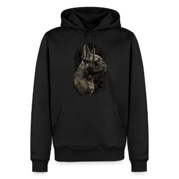 Bouledogue français - Sweat à capuche Premium bio Homme - noir - Devant - Nico (187cm)