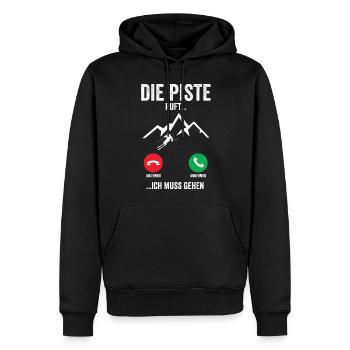 Skifahrer Skipiste ruft an - Männer Premium Bio Hoodie - Schwarz - Vorne - Nico (187cm)